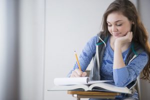 Girl at her desk