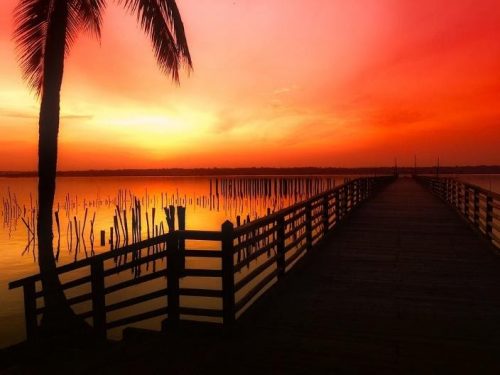 Beautiful beach view at night