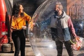 A couple in a bubble