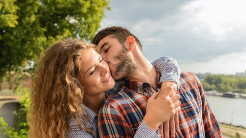 happy white couple