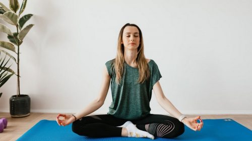 a girl meditating